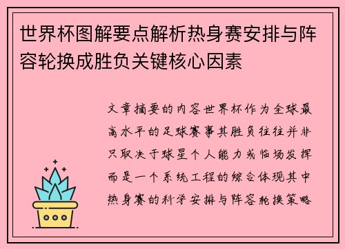 世界杯图解要点解析热身赛安排与阵容轮换成胜负关键核心因素